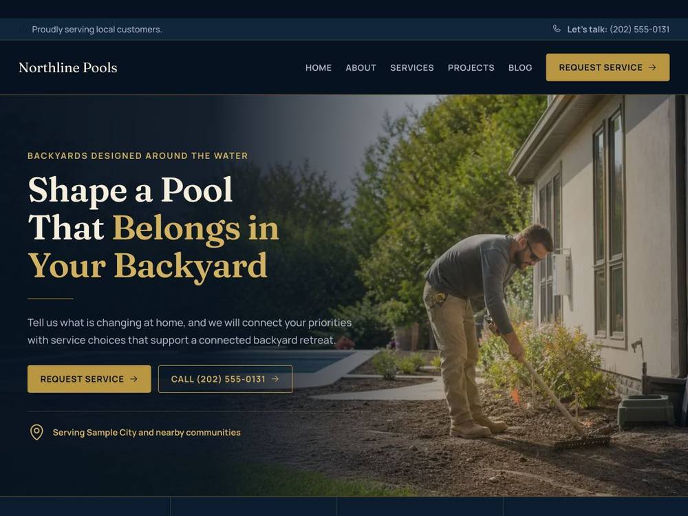 Northline Pools homepage design preview