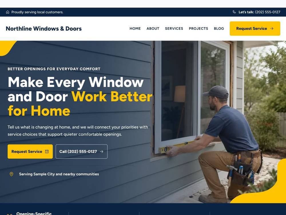 Northline Windows & Doors homepage design preview