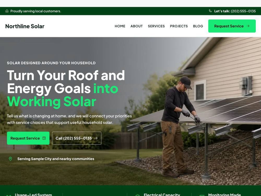 Northline Solar homepage design preview