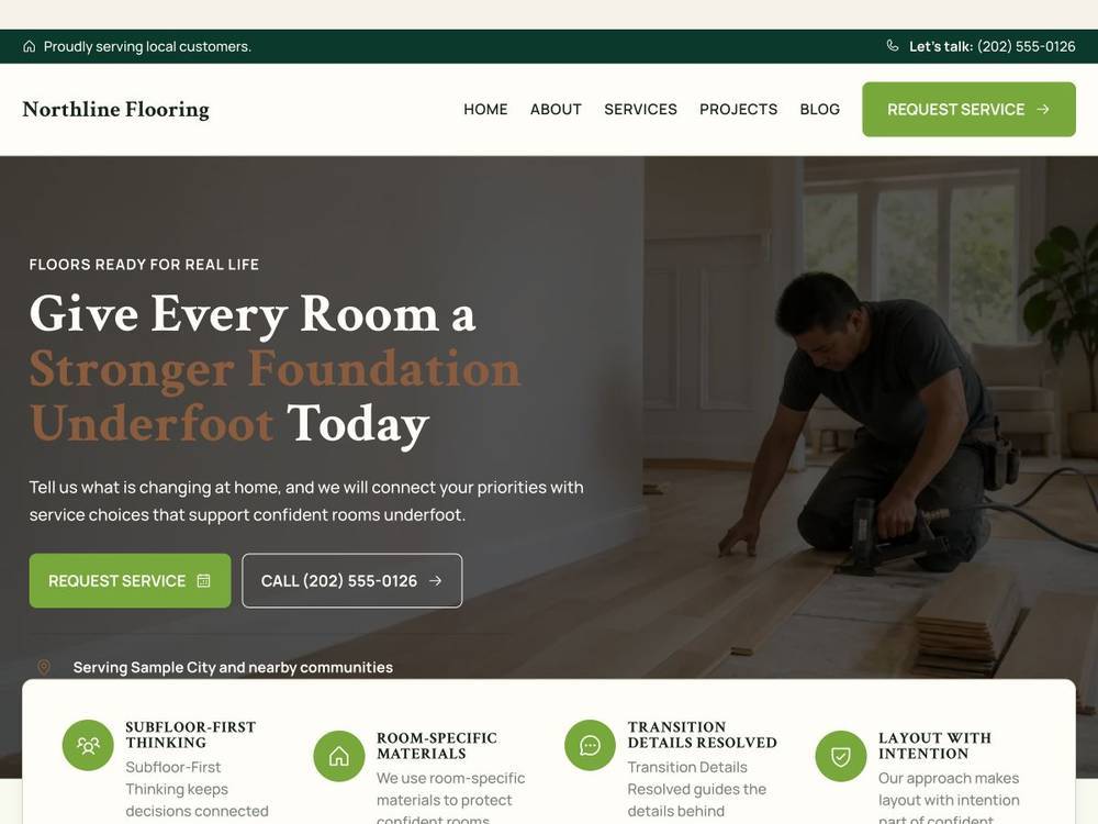 Northline Flooring homepage design preview